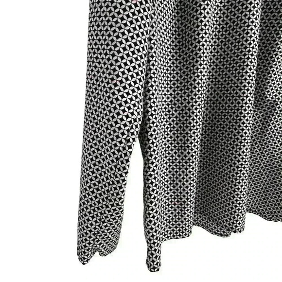 Merona Women's XL Black Pink Geometric Long Sleeve Scoop Neck Blouse - Picture 8 of 11